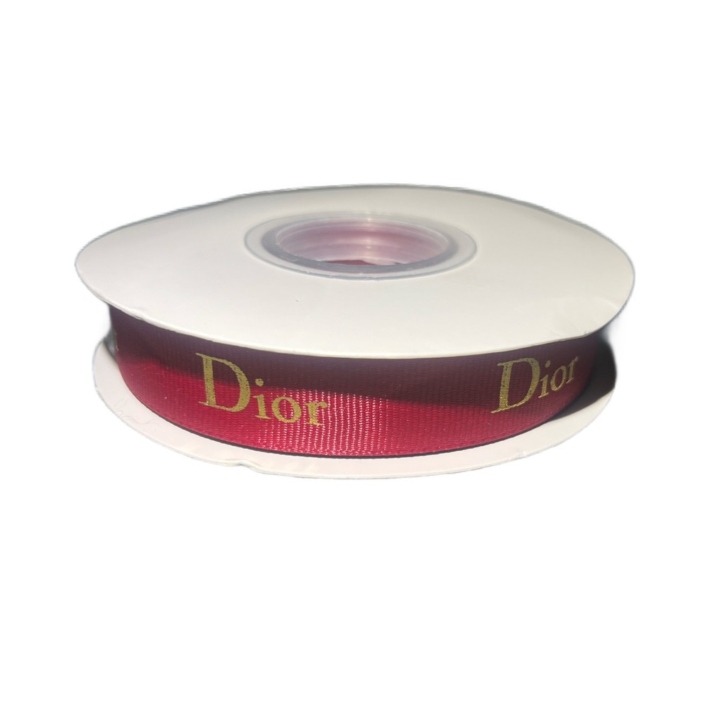 Dior Ribbon Whole Roll Scarlet Red with Gold Accents